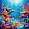 Vibrant and Detailed Artwork of an Enchanting Coral Reef