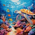 Vibrant and Detailed Artwork of an Enchanting Coral Reef