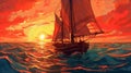 Sailing at Sunrise: A Vibrant Seascape Painting