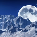 Moonlit Splendor: 3D Rendered Illustration of the Moon Over