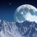 Moonlit Splendor: 3D Rendered Illustration of the Moon Over