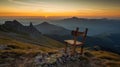 A Serenade of Solitude: Sunset Serenity on an Alpine Mountain Peak Royalty Free Stock Photo