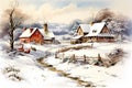 Winter Farm Scenes - Generative AI