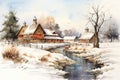 Winter Farm Scenes - Generative AI