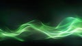 Digital Fusion: Green Neon Wave Lines and Bokeh Lights in Futuristic Abstraction