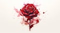 Vibrant Red Rose Illustration: Capturing Assertiveness and Passion on a Clean White Background.