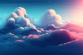 Ai Generative Fantasy cloudscape with sun rays, 3d render illustration