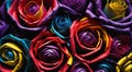 Closeup Image of Rainbow-Colored Roses in Full Bloom Royalty Free Stock Photo