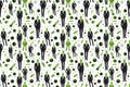 Green-Skinned Aliens in Black Suits on White Background