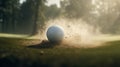 Precision Golf Ball Shot in Ultra HD Style Amidst Dusty Piles - Sports Photography.