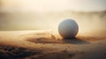 Precision Golf Ball Shot in Ultra HD Style Amidst Dusty Piles - Sports Photography.