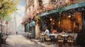 Step Into Charm: Discover a Quaint European Cafe with Wrought Iron Tables - AI Generative