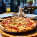 Culinary Delight: Artisanal Round Tarte FlambÃ©e in Bistro Ambiance