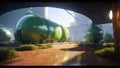 cutting-edge realism: raytraced sci-fi landscape. ai generated