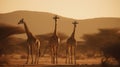 Immerse yourself in the dynamic energy of a group of giraffes as they traverse the savannah, their synchronized movements and