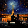 Romantic Picnic under the Night Sky at the Eiffel Tower