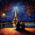 Romantic Picnic under the Night Sky at the Eiffel Tower