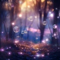 Dreamy Celestial Forest with Colorful Bokeh Lights Royalty Free Stock Photo