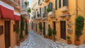 Plaka neighbourhood, the old part of Athens, Greece, with narrow streets and traditional Greek houses Royalty Free Stock Photo