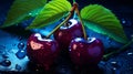 Cherries Intense Chroma Color: A Captivating Display of Vivid Cerulea Hues - AI Generative