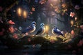 Enchanted songbirds, their melodies capable of healing and soothing troubled hearts - Generative AI