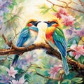Enchanted Canopy: Majestic Birds Nestled in Verdant Trees
