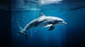 Ocean Ballet: A Graceful Dolphin Gliding Through the Subaquatic Realm