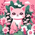 Feline Bloomscape - Captivating Cat Art Among Blossoming Gardens