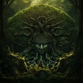 Mystical Forest Scene with Ancient Guardians