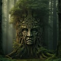 Mystical Forest Scene with Ancient Guardians