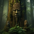 Mystical Forest Scene with Ancient Guardians