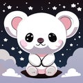 Starry Guardian: White Bear in the Celestial Night