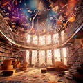 Whimsical Musical Library Interior Royalty Free Stock Photo