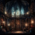 Mystical Library with Antique Books