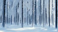 Snowy Whispers: Close-Up of a Winter Forest Enhanced with Computer Graphics