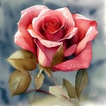 Red Rose Delight - Realistic Watercolor Floral Illustration for Storybooks