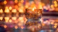 Christmas Candle and Bokeh Lights Royalty Free Stock Photo