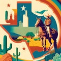 The Spirit of Texas: Digital Illustration of Iconic Images and Vibrant Colors