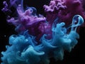 Mystical Nebula: Bright Blue and Purple Smoke on Black Royalty Free Stock Photo