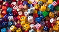 colorful dice against a pristine white background