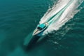 Glamorous Aerial Perspective: Luxury Motor Boat Racing Across the Sea Royalty Free Stock Photo