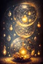 Illuminated Bubbles with Alchemical Symbols A Fantastic Display. AI generated