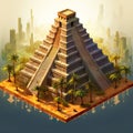 The Pyramids of Chichen Itza Mexico fascinating 3D isometric view of the Pyramids AI Generated