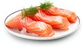 Ocean\'s Finest: Closeup of Salmon Sashimi Isolated on White Background