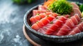 Delicious Dinner: Fresh Raw Tuna Fillet Steak and Sashimi Delight