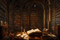 Immerse yourself in the haunting beauty of All Saints\' Day in an ancient library.