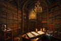 Immerse yourself in the haunting beauty of All Saints\' Day in an ancient library.