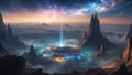 celestial symphony: AI nebula in spaceship\'s hub. ai generated