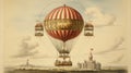 Skyward Journey: Historical Montgolfier Balloon Ascends on June 4, 1783 Royalty Free Stock Photo