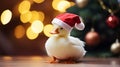 Quirky Festive Charm: Little White Duck in Christmas Attire